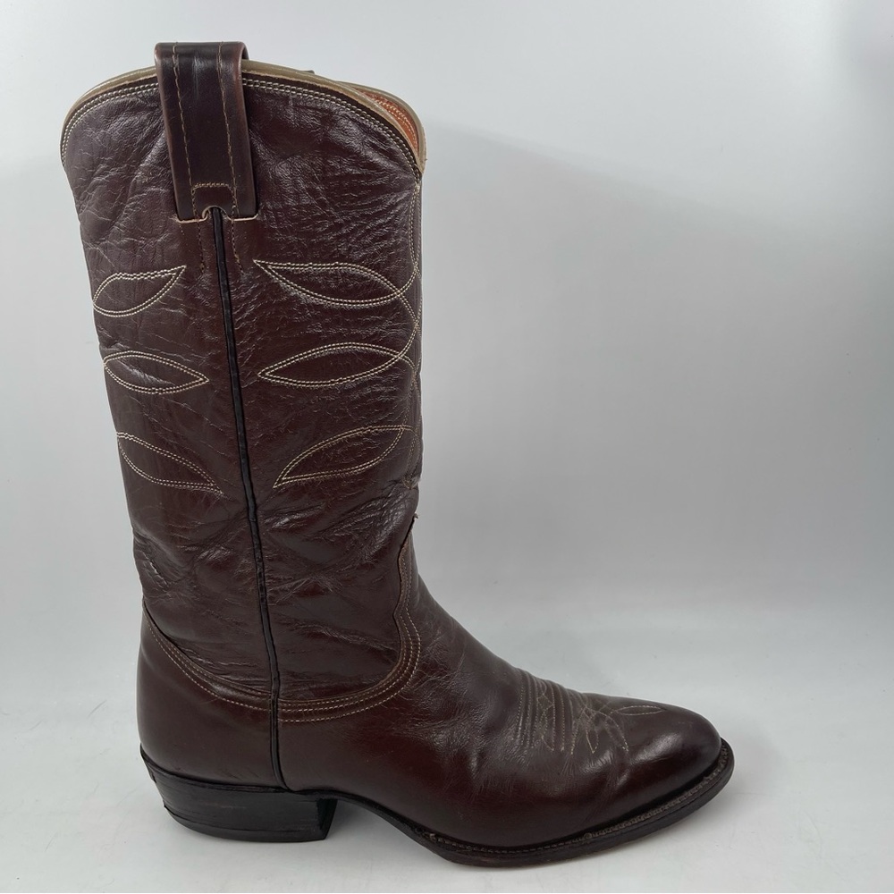 Nocona Vintage Men’s - SZ 7.5 D -Brown Leather Embroidered Western Cowboy Boots
